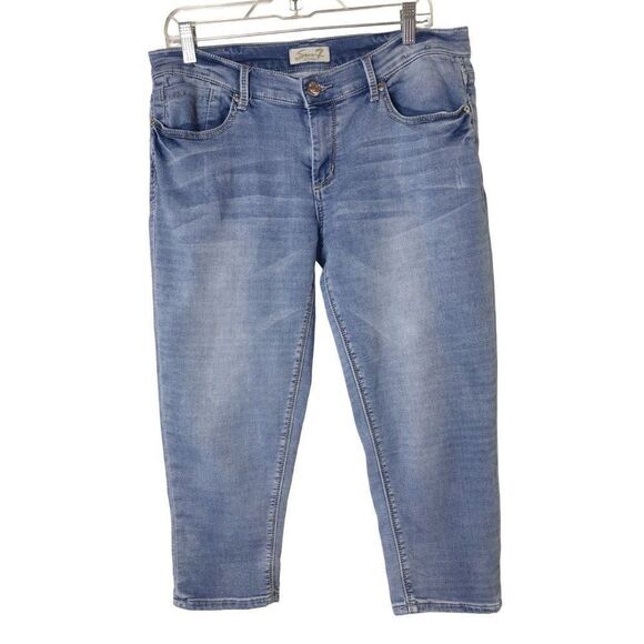 Seven7 Women's Mid Rise Easy Fit Straight Leg Denim Cropped Jeans Size 10 - Picture 1 of 6